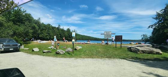 The beach and day-use area at Craig Pond