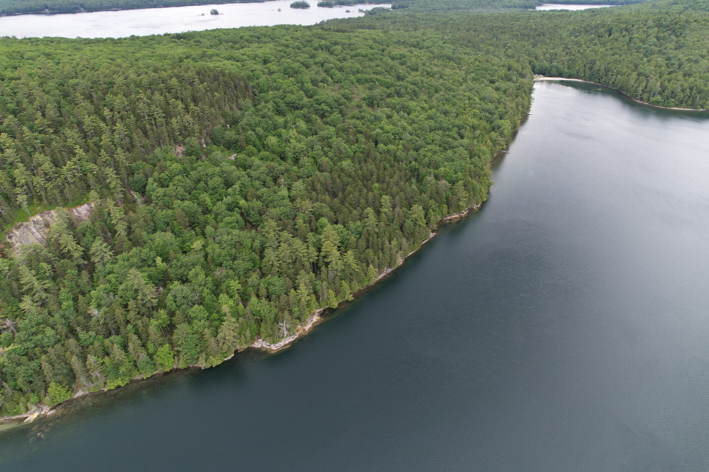 Aerial view of Craig Pond and the surrounding Maine wilderness